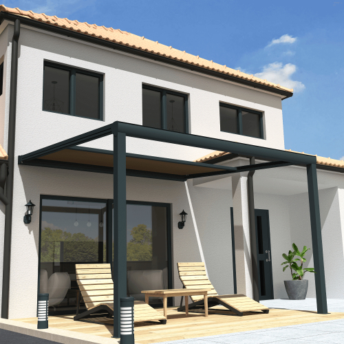 Pergola toile SUNLIGHT Gris anthracite - 4,00x4,00m OMBRAZUR - 13 2