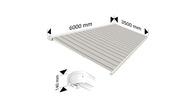 Store banne Coffre intégral PROTECT 2 LED SMART Blanc Gris rayé - 4