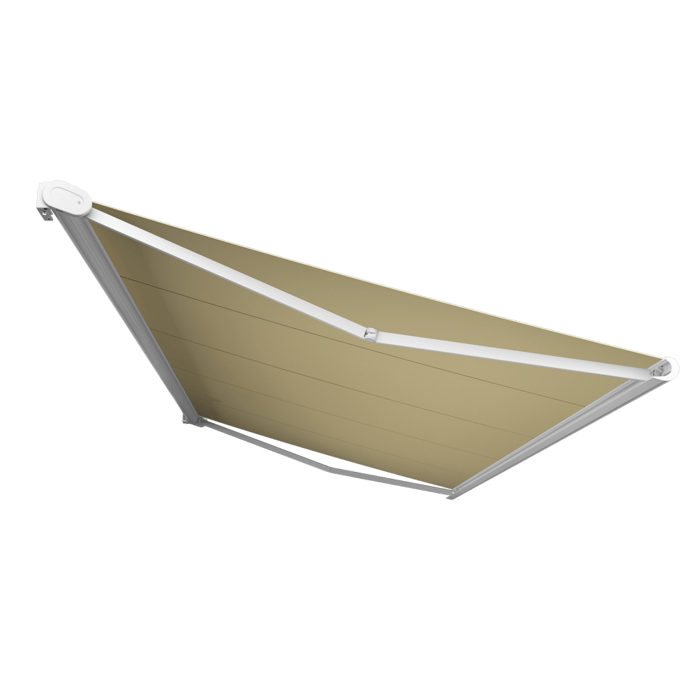 Store banne Coffre integral PROTECT 2 SMART Blanc 4 05x3 50m Motorise a telecommande Capteur Vent Toile Ecrue