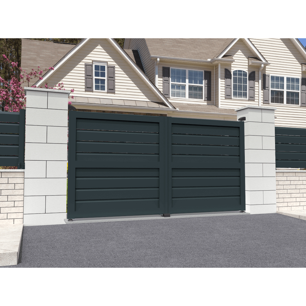 Portail battant Brise vue Gris anthracite - 1